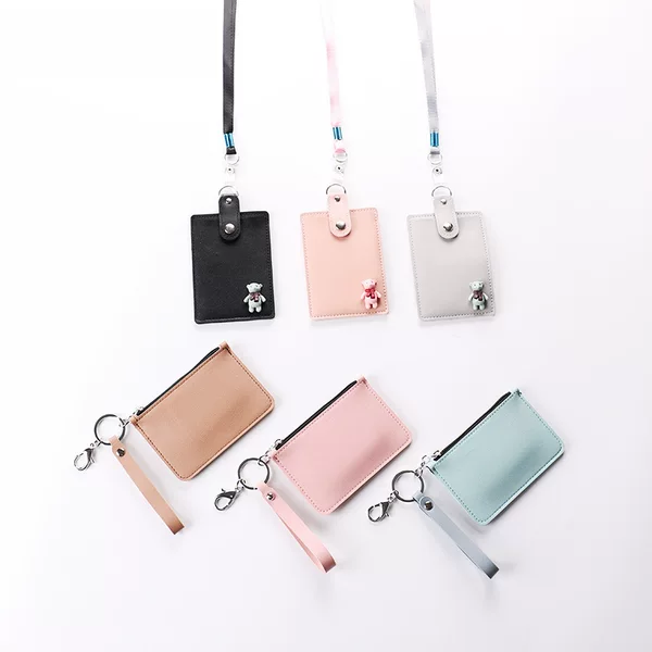 2024 Hot New PU Card Bag Multi-Card ID Card Bag Card Case Zipper Change Card Bag Lanyard Card Case Wholesale