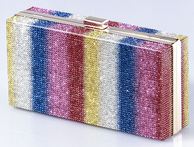 Metal Color Block Rhinestone Square Evening Bags display picture 3