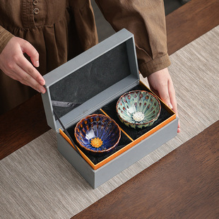 Gold Inlaid Kiln Change Master Cup Pair Cup Built Tea Cups Single Cup Ceramic Kung Fu Tea Cup Gifts Tea Chinese Style Gifts