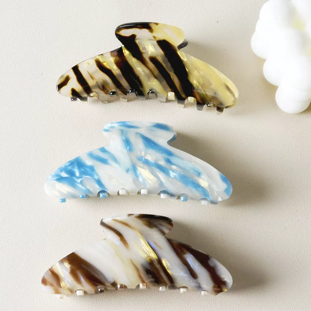 跨境发夹女高级感韩式大号发量多不规则纹路气质醋酸抓夹半扎发