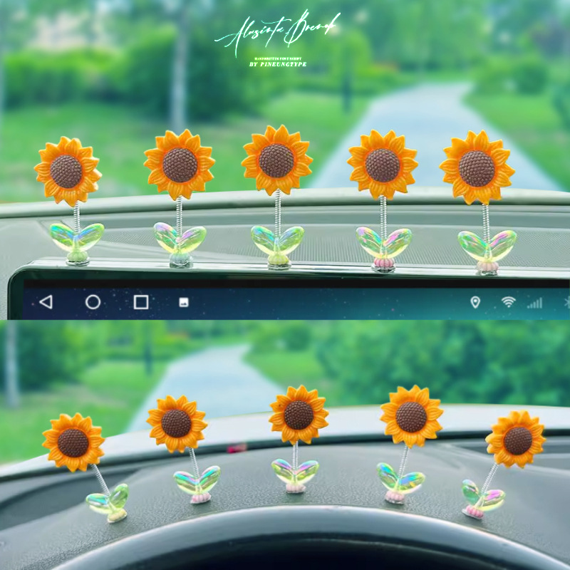 Sacudiendo la cabeza, girasol, decoración de coche, decoración de decoración de coche creativo, 2024 nueva celebridad de Internet, Douyin, el mismo estilo