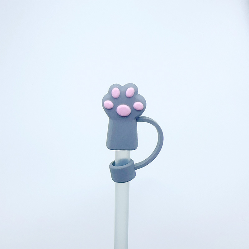 Comercio electrónico transfronterizo garra de gato de dibujos animados lindo tapa de pajita de gran diámetro 10mm tapón de pajita creativo a prueba de polvo al por mayor
