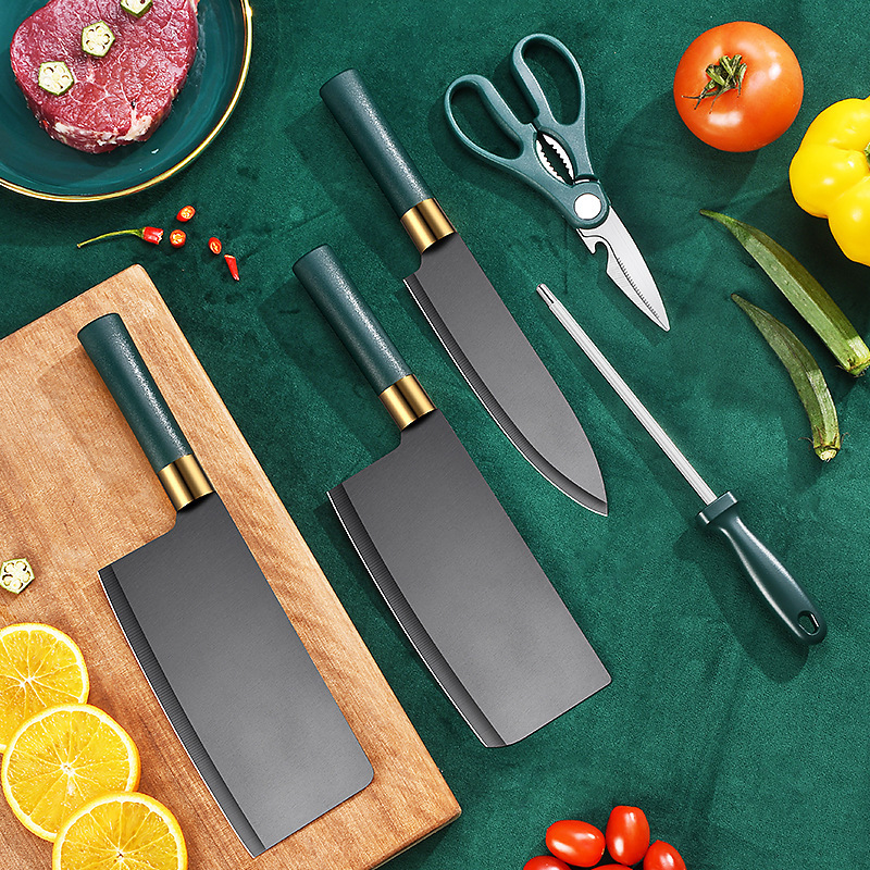 Kit de cuchillos de cocina de Yangjiang conjunto completo de cuchillos de cocina de acero inoxidable cuchillo de cocinero cuchillo de frutas cuchillo negro