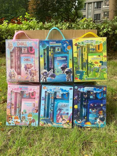 8006 Coin Purse Primary School Pencil Stationery Set Gift Box Cartoon School Supplies Student Day Gift Wholesale