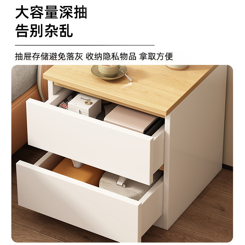 Mesa de cabezal de cama simple y pequeña multifuncional con armario de almacenamiento de extracción para habitaciones de alquiler de dormitorios pequeños armarios de cama