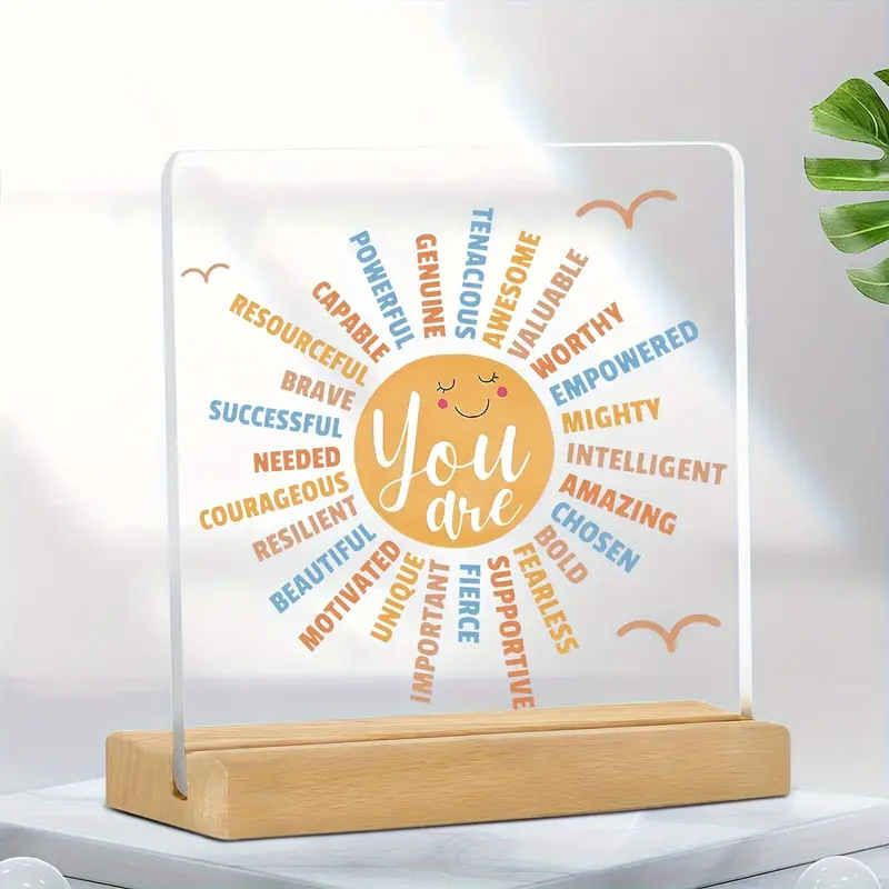 亚马逊新品办公家居方形亚克力摆件木托底座摆饰情人节春季摆台礼