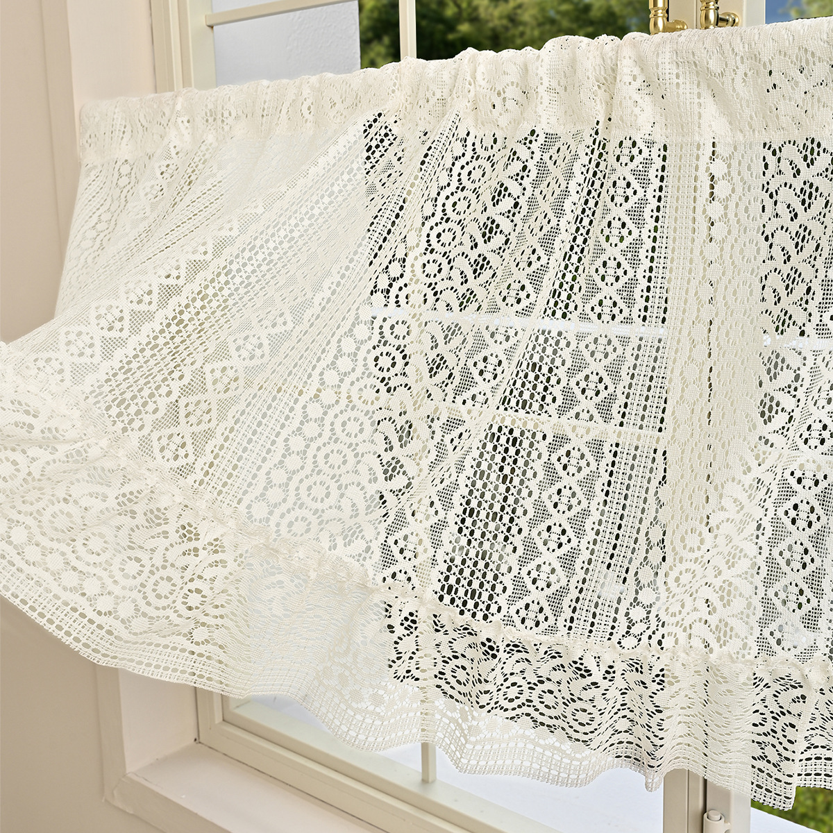 Fronteriza Herringbone de encaje de ventana Herringbone de encaje inferior barra de penetración cortina de cocina cortina cortina cortina de café TEMU