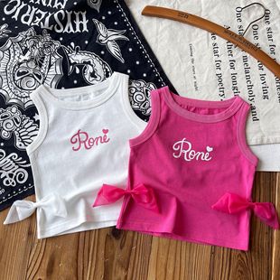[Ready Stock] Japanese Style Kidsren's Clothing Second-Hand Kidsren's Summer Roni Bow Tie Sleeveless Vest