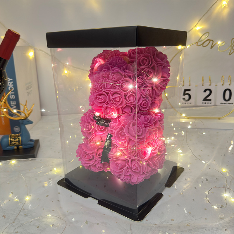 Flor inmortal rosa oso 520 Día de San Valentín regalos del día de la madre regalos de cumpleaños de novia simulación de flores de espuma creativas