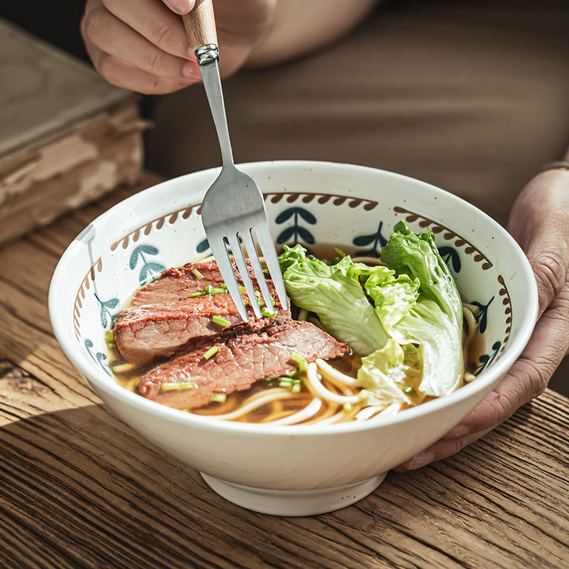 Cuencos de cerámica doméstica pintados a mano, cuencos de platos japoneses, cuencos de fideos, cuencos de ensalada de frutas, cuencos de arroz al por mayor