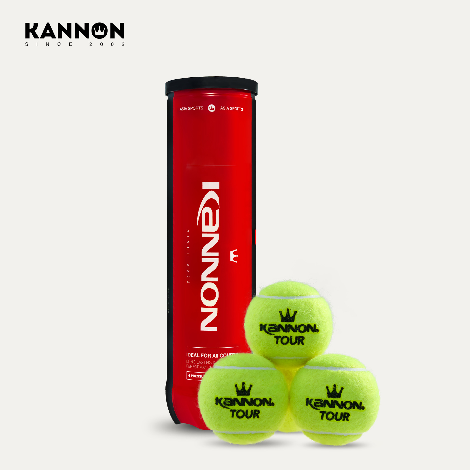 Kannon Kanglong Tennis Tour P4 Competition Tennis Canned 4-Pack Constant Pressure Tennis Balls