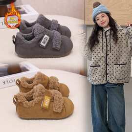 女童kids现货棉鞋2026秋季kids魔术贴现货厚底加绒保暖棉鞋潮