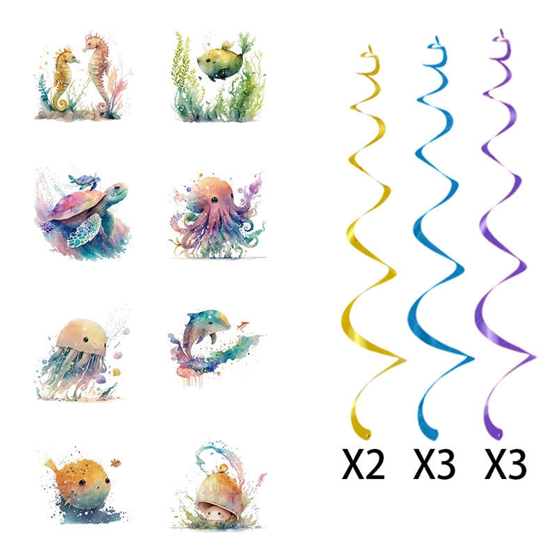 Nuevo tema submarino decoración de fiesta de cumpleaños decoración de espiral decoración de fiesta de verano medusa colgante de espiral colgante