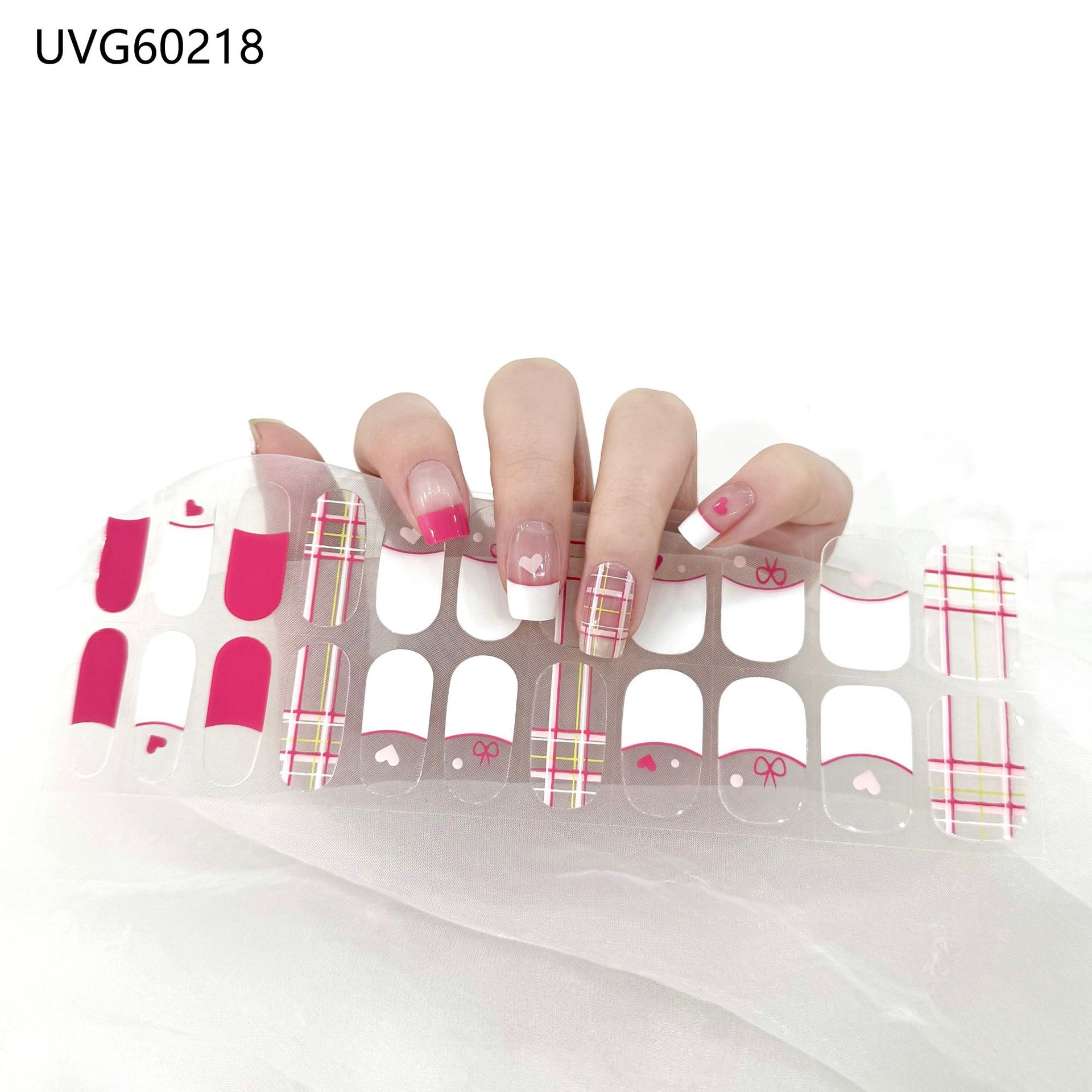 Pegatinas de uñas de gel UV transparentes efecto hielo, semicuradas, con lámina dorada, fototerapia, efecto película de aceite