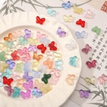彩色玻璃如意蝴蝶珠散珠子diy串珠材料手工制作手链项链饰品配件