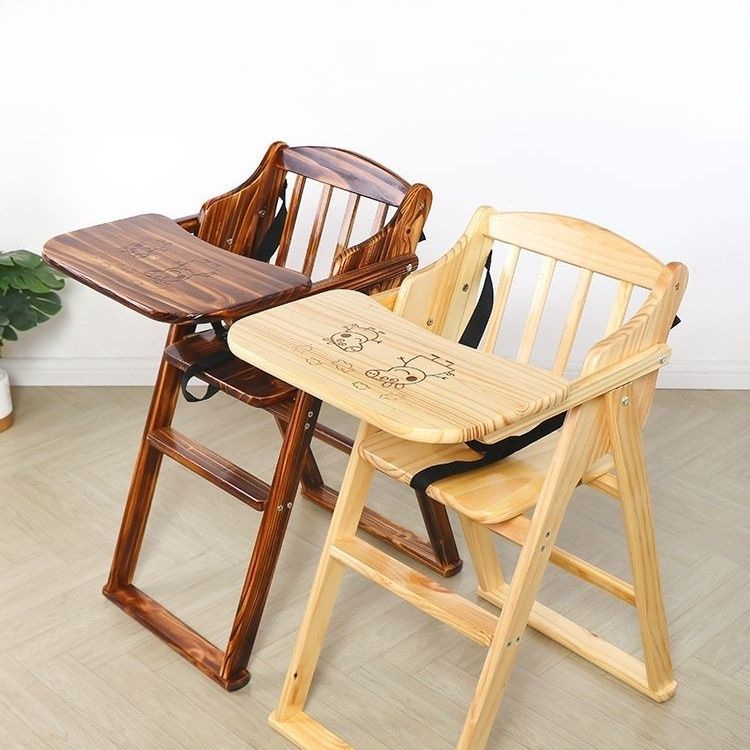 Washable Solid Wood Kidsren's Dining Chair Household Commercial Dual-Purpose Restaurant Baby Dining Chair Foldableable Portable Dining Chair