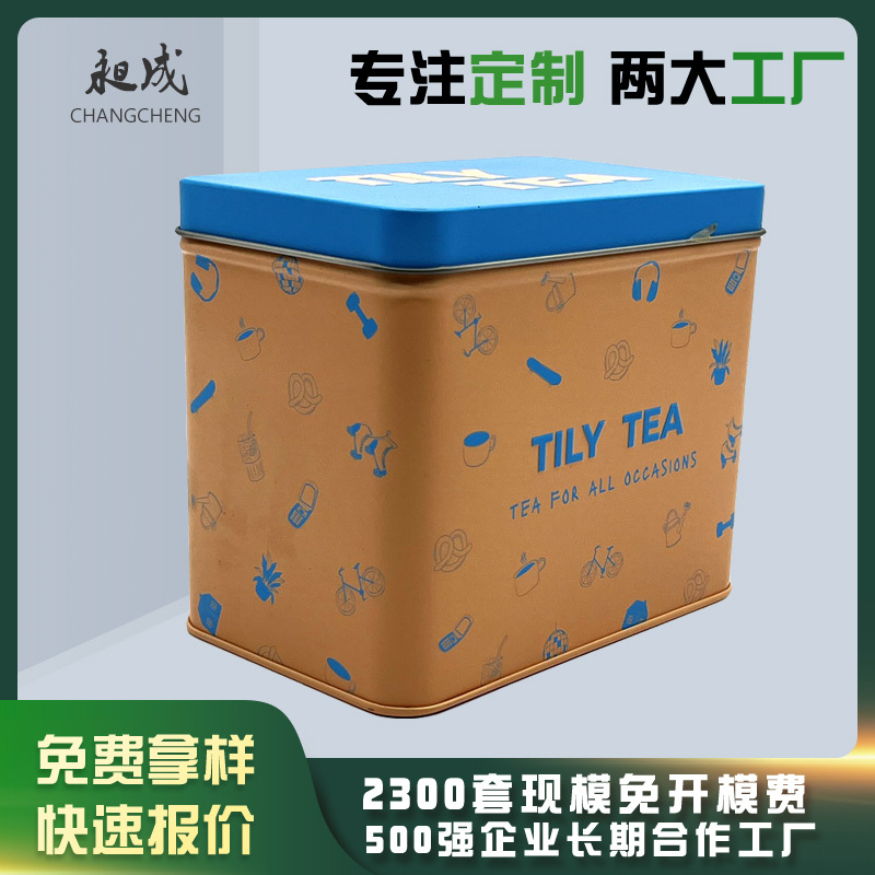 马口铁长方形铁盒 曲奇饼干连体翻盖铁盒 长方形金属收纳大铁子盒