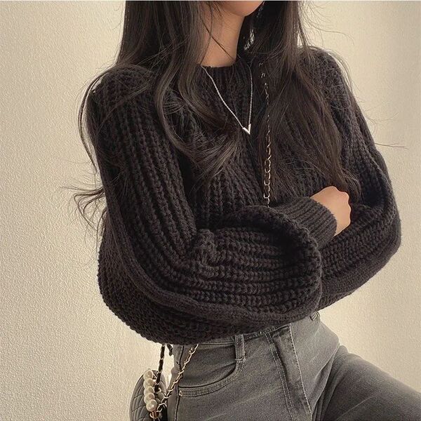 Design summer sweater with a round collar