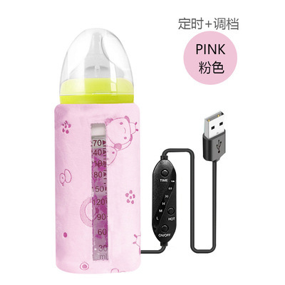 Biberón con aislamiento USB, calefacción y control de temperatura constante, portátil, ideal para mantener la leche del bebé caliente en invierno.
