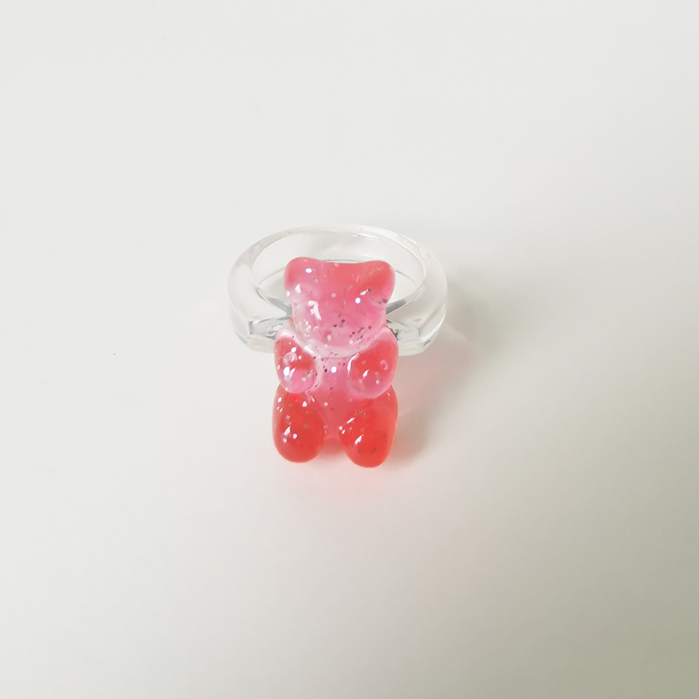 4g Weight Rings Classification 1 Piece Quantity Daily Occasion Acrylic Material Bear Pattern Women's Gender Cute Style Cute Bear Arylic Women's Rings 18