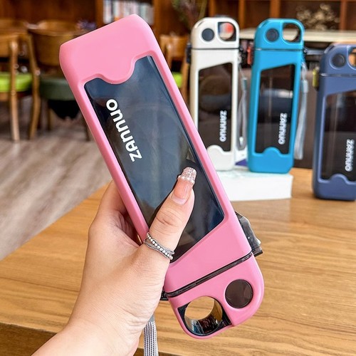 Square sports water bottle, high-quality portable student adult children men small capacity plastic high-temperature straw cup