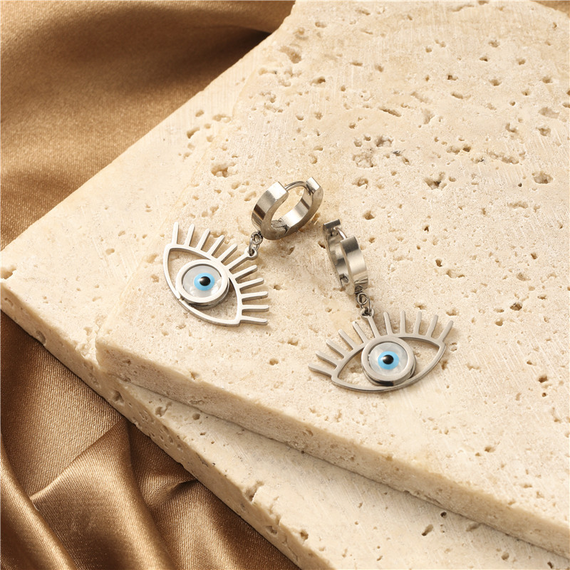 Fashion Devilu0027S Eye Stainless Steel Gold Plated Shell Earrings 1 Pair