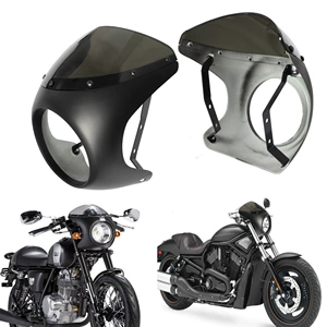 Parlaq qara retro motosiklet modifikasiya edilmiş böyük fənər qapağı, donuz kapotu