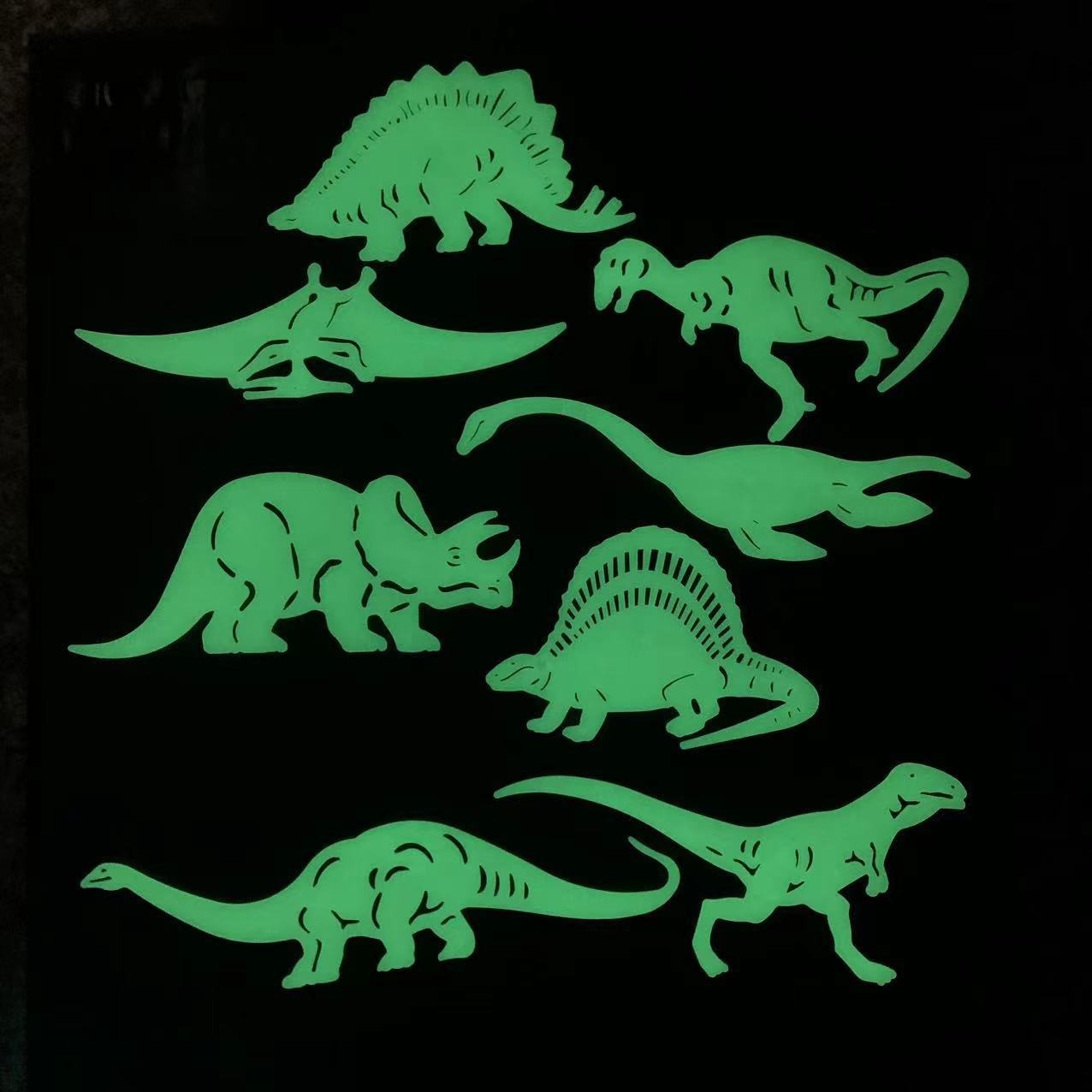 Imanes de dinosaurios que brillan en la oscuridad para refrigerador, pegatinas de animales para pared, juguetes transfronterizos, papel tapiz para habitación de niños y estudiantes, pegatinas fluorescentes de resina luminosa