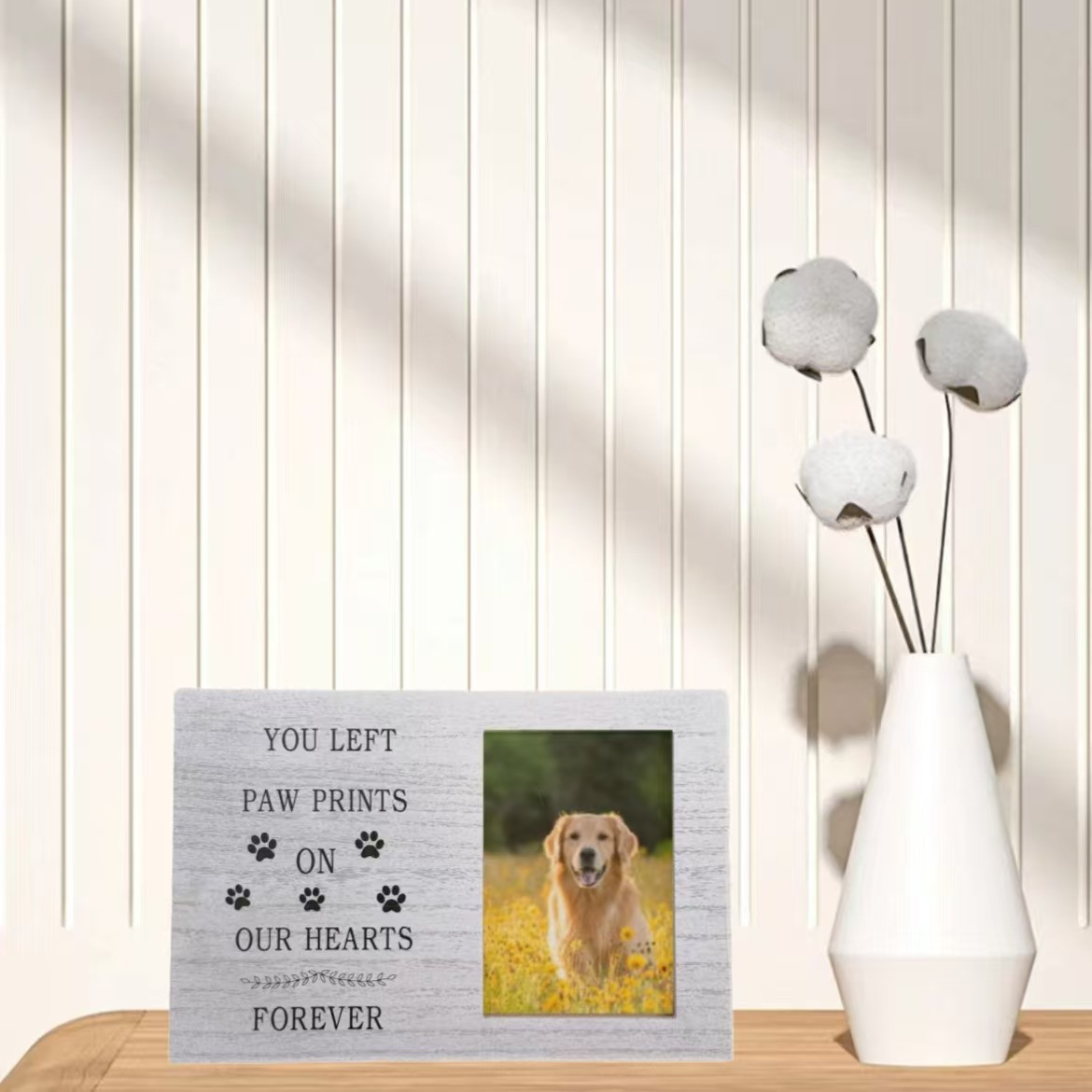 Venta caliente transfronteriza marco de fotos de madera colgante marco de fotos de mascotas de madera decoración perro conmemorativo