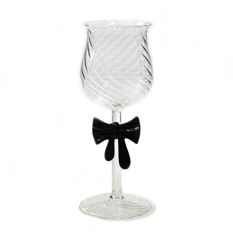 Creativo alto borosilicato de vidrio tazas de vino alto arco tazas de pies altos de día de San Valentín romántico arco negro tazas de champán
