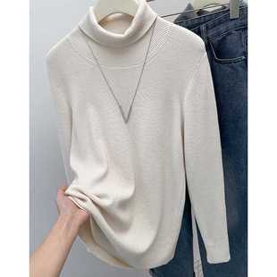 plus size Women's 2024 Autumn and Winter New Fashion Knitted Shirt Women's Fat Sister High Neck Inner Sweater Base Shirt Top