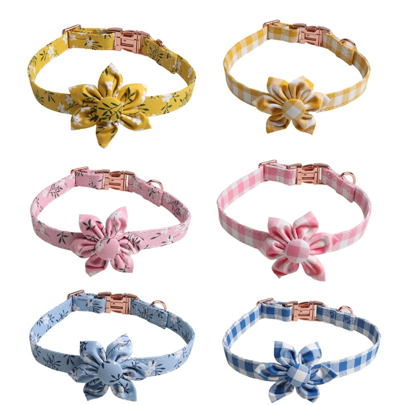 Amingge новый ошейник для домашних животных цветочный клетчатый комбинированный ошейник из розового золота цельнометаллический ошейник с бантом