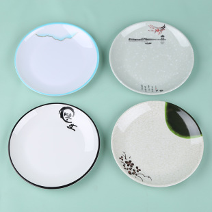 A5 melamine imitation porcelain disc buffet hot pot round dish hotel plastic snack restaurant restaurant fast food plate commercial