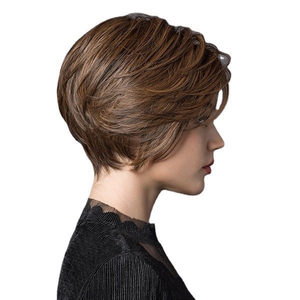 Comercio exterior de Amazon, micro-rizado corto, peluca marrón, temperamento de cabello africano femenino, conjunto realista