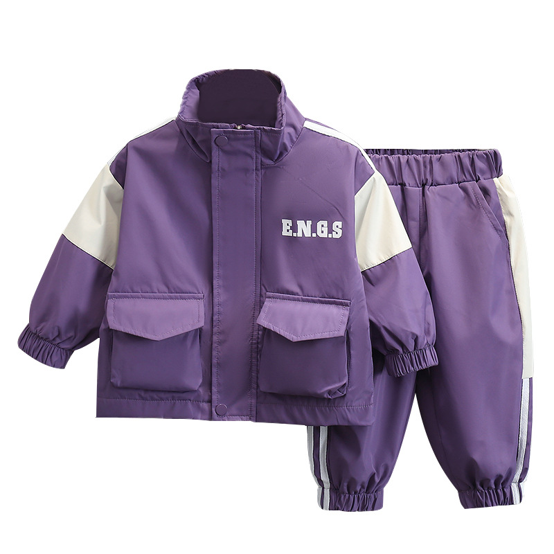 5845 Traje de niño 2025 nuevo estilo de otoño chaqueta deportiva de bebé estilo occidental para niños de dos piezas de ocio de primavera y otoño