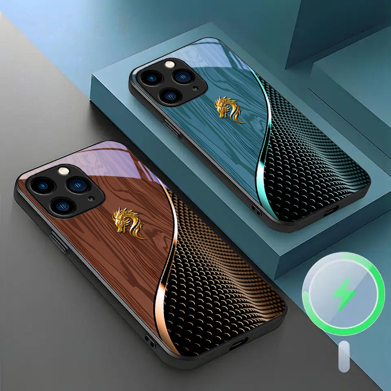 Suitable for iPhone16 mobile phone case 15 national tide 14 wood grain 13 dragon gas 12 magnetic plus AliExpress generation hair