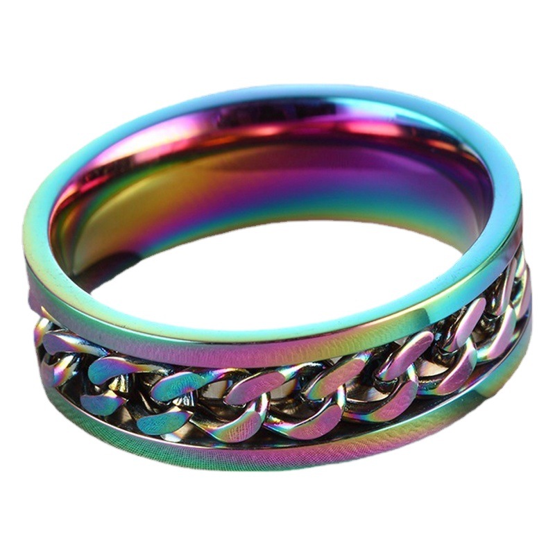 2026 New Simple Fortune-Bringing Jewelry Men's Titanium Steel Rotatable Beer Bottle Opener Chain Ring Personality Bold Ring