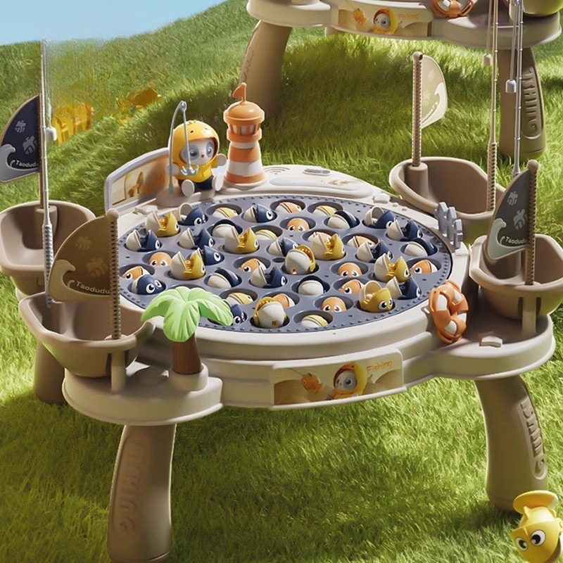 Children's Electric Magnetic Fishing Toys Board Game Fishing Platform Fish Pond Fishing Rod Fishing Educational Parent-Child Toys for Boys and Girls