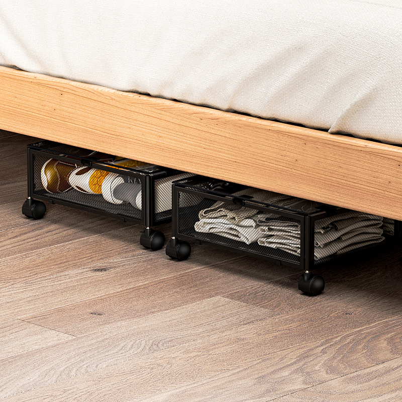 Estante de almacenamiento debajo de la cama más vendido de Amazon, tendedero plegable, de hierro forjado, desmontable, con ruedas, estante de almacenamiento.
