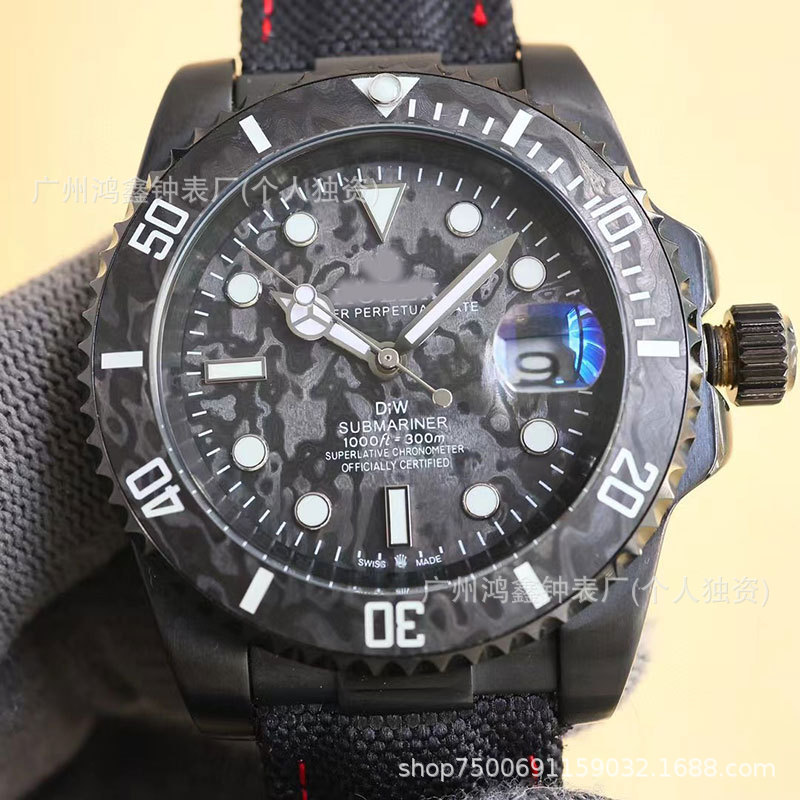 New Hot-Selling Foreign Trade Product: Rolex Submariner Series Watch, Diw Automatic Mechanical Wristwatch, Luminous Waterproof Canvas Strap Watch