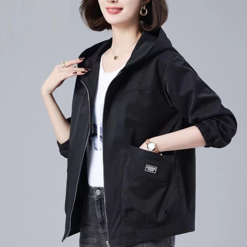 大码休闲短款外套女春秋夹克衫新款中老年妈妈装百搭上衣女双层|undefined