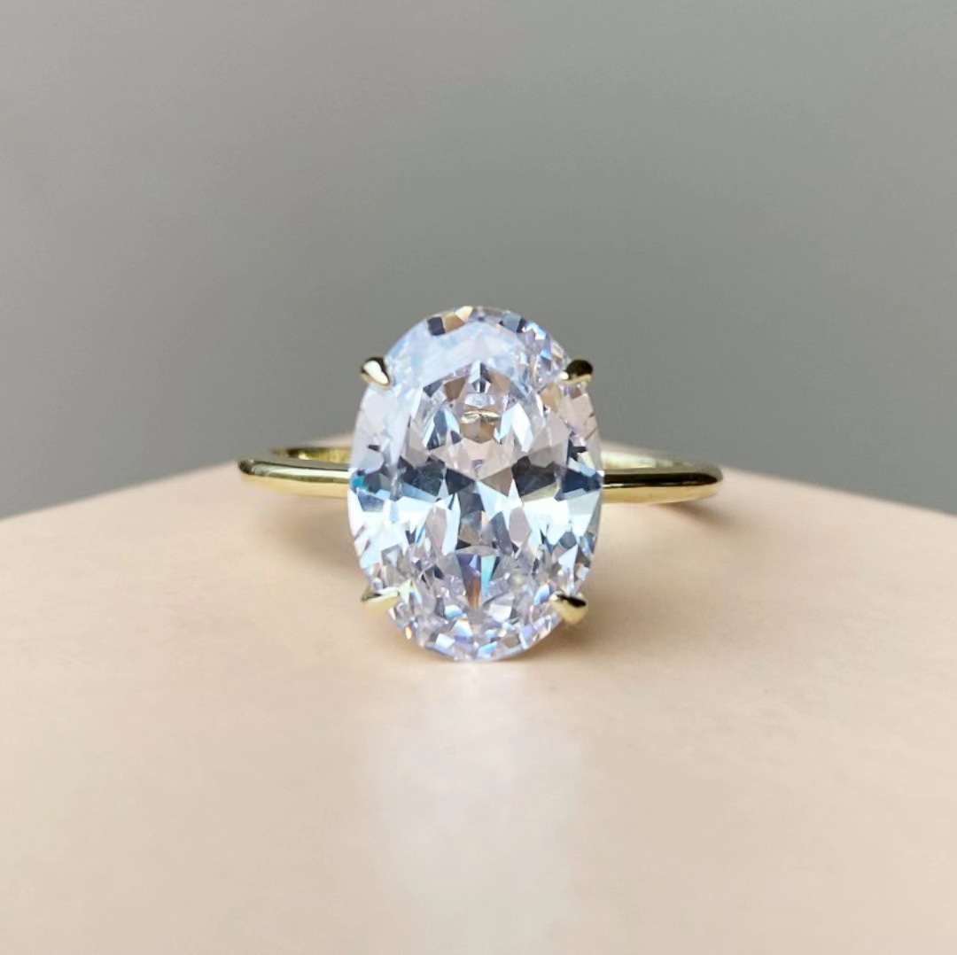 European and American Cross-Border Ins-Style Wedding High-End Oval Zircon Series Women's Rings, Fashionable and Versatile Design for Women