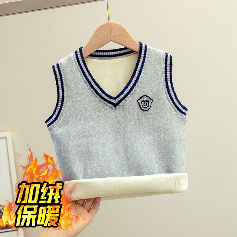 2023 otoño e invierno nuevo estilo de la Universidad estilo de los niños de estilo de la Universidad de los niños Chaleco de punto cuello en V Chaleco de los niños de la escuela primaria estudiante suéter