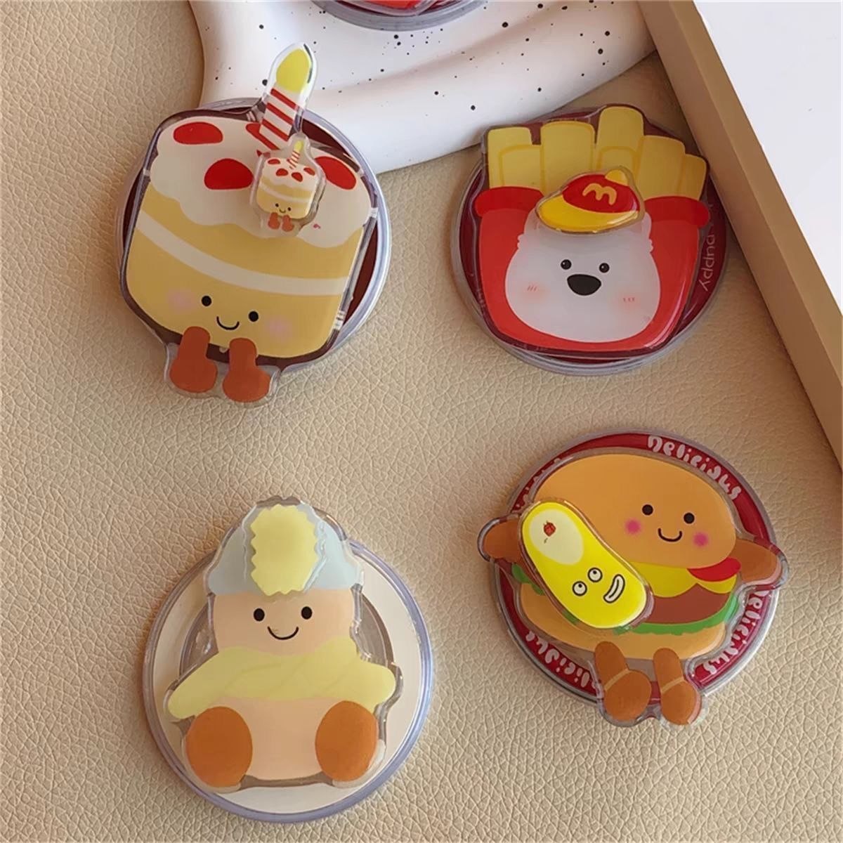 Factory New Croissant Mcmuffin Burger Fries Mobile Phone Magnetic Holder Retractable Rotating Desktop Support New Model