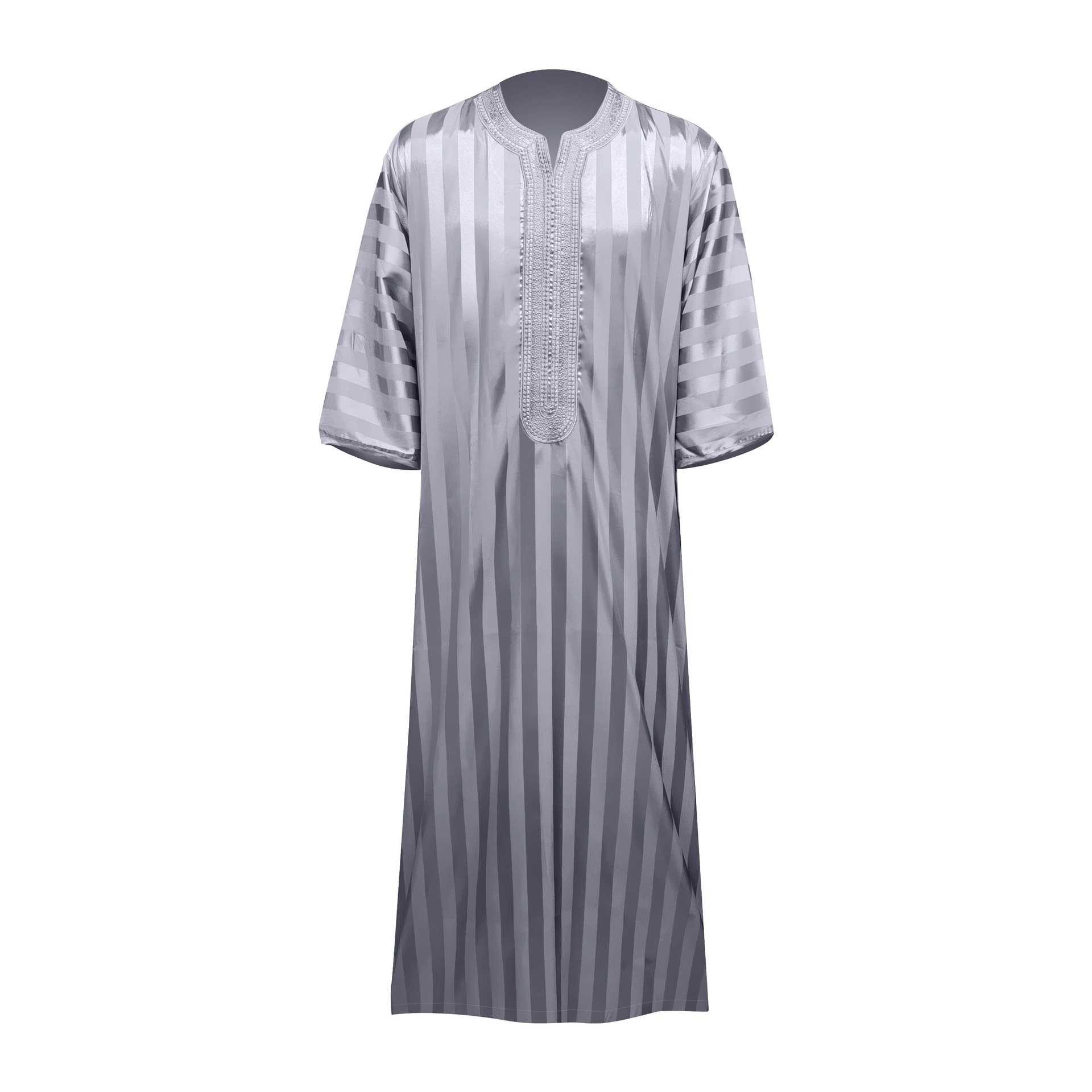 2024 New Hot-Selling Black Loose Casual Men's Robe Casual Embroidered Robe