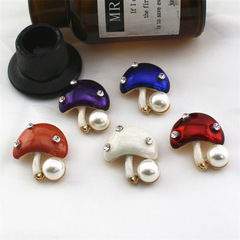 合金手工滴油鑲嵌水鑽珍珠蘑菇胸針2022冬季新款外套西裝情侶胸花