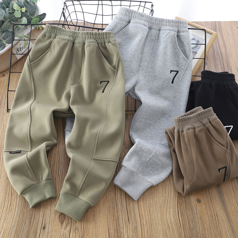 Casual Solid Color Cotton Blend Boys Pants display picture 1