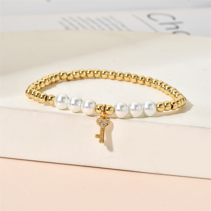 Fashion Moon Bear Copper Bracelets Beaded Inlay Zircon Copper Bracelets