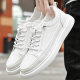 Top Layer Cowhide Trendy Brand Quality Men's Sports Casual Sneakers One Pedal Leather Car Stitching Thick Bottom White Shoes for Men