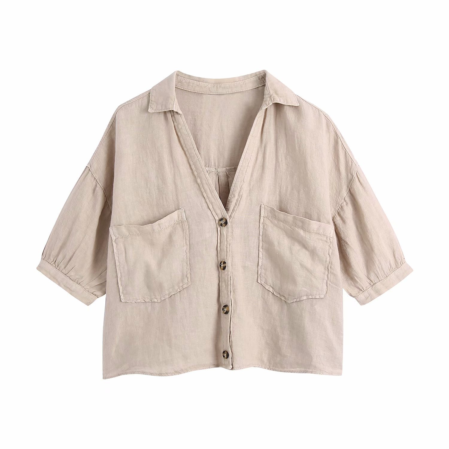 spring button front linen shirt  NSAM55384